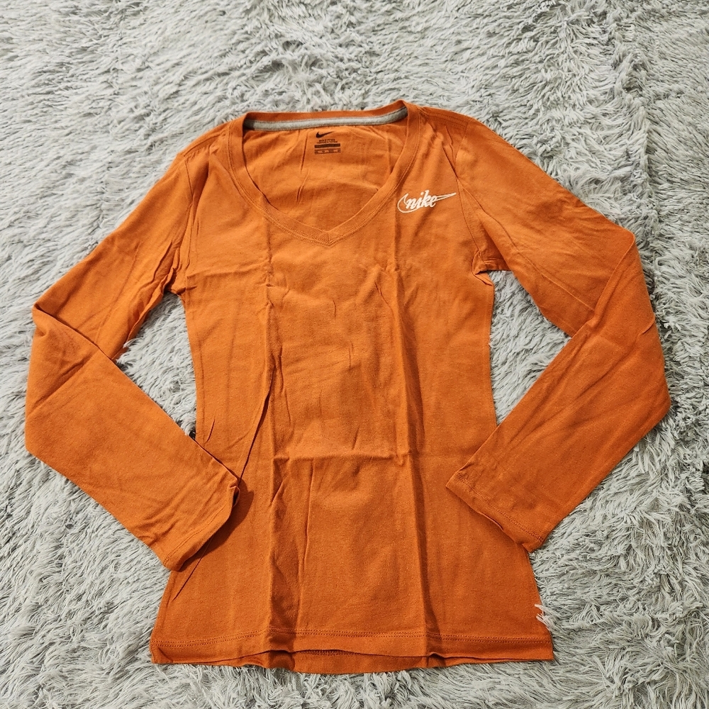 Nike Burnt Orange University of Texas Longhorns V-Neck Long Sleeve Shirt